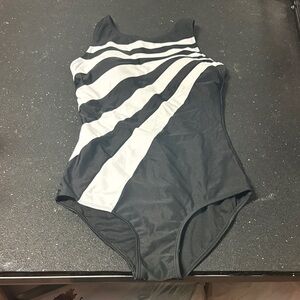 Aquamore Black and White Striped Swimsuit size 10